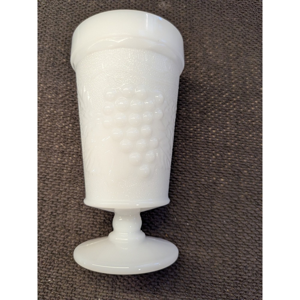 Westmoreland Milk Glass Paneled Grape Goblet Vintage Footed Water Glass White
